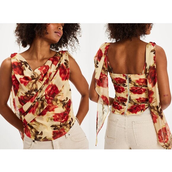 NWT FOR LOVE AND LEMONS HARPER OFF THE SHOULDER CORSET TOP W/ROSE PRINT SIZE S - Picture 2 of 10